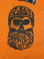 New Harley-Davidson T-Shirt Orange With Inscribed Skull