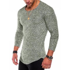 Zonbailon men’s t-shirt solid color crew neck slim fit quick dry long sleeve