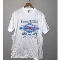 Vintage Fiesta Texas San Antonio Shirt Multicolor Graphic Large White Tee
