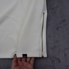 WEIV Essential Shirt Mens M Ivory Short Sleeve Mock Neck Stretch Zip Casual Tee