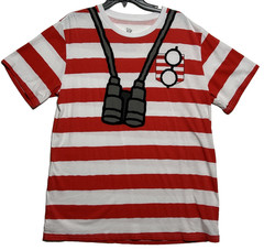 Where’s Waldo? Character Costume Red /White Striped Graphic TShirt Adult Size XL