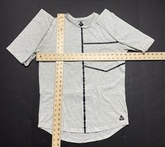 American Stitch Mens T Shirt Size S Heathered Gray Striped Black Long Sleeve Log