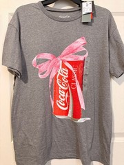Coca-Cola Classic Gray T-Shirt with Pink Bow Graphic