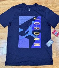 Air Jordan Black t-shirt & purple graphics Jumpman Logo Size Large AJ 8 Aqua Col