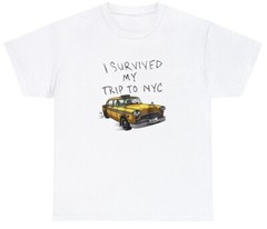 I Survived My Trip To Nyc New York T Shirt Funny Yellow Taxi Usa Cool Gift Tee