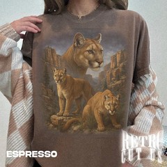 Vintage Mountain Lion Comfort Tee Shirt Retro Style Big Cat Wildlife Animal