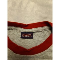Champs Sports Men’s Ringer T-Shirt Gray Red Short Sleeve Crew Neck Athletic Tee