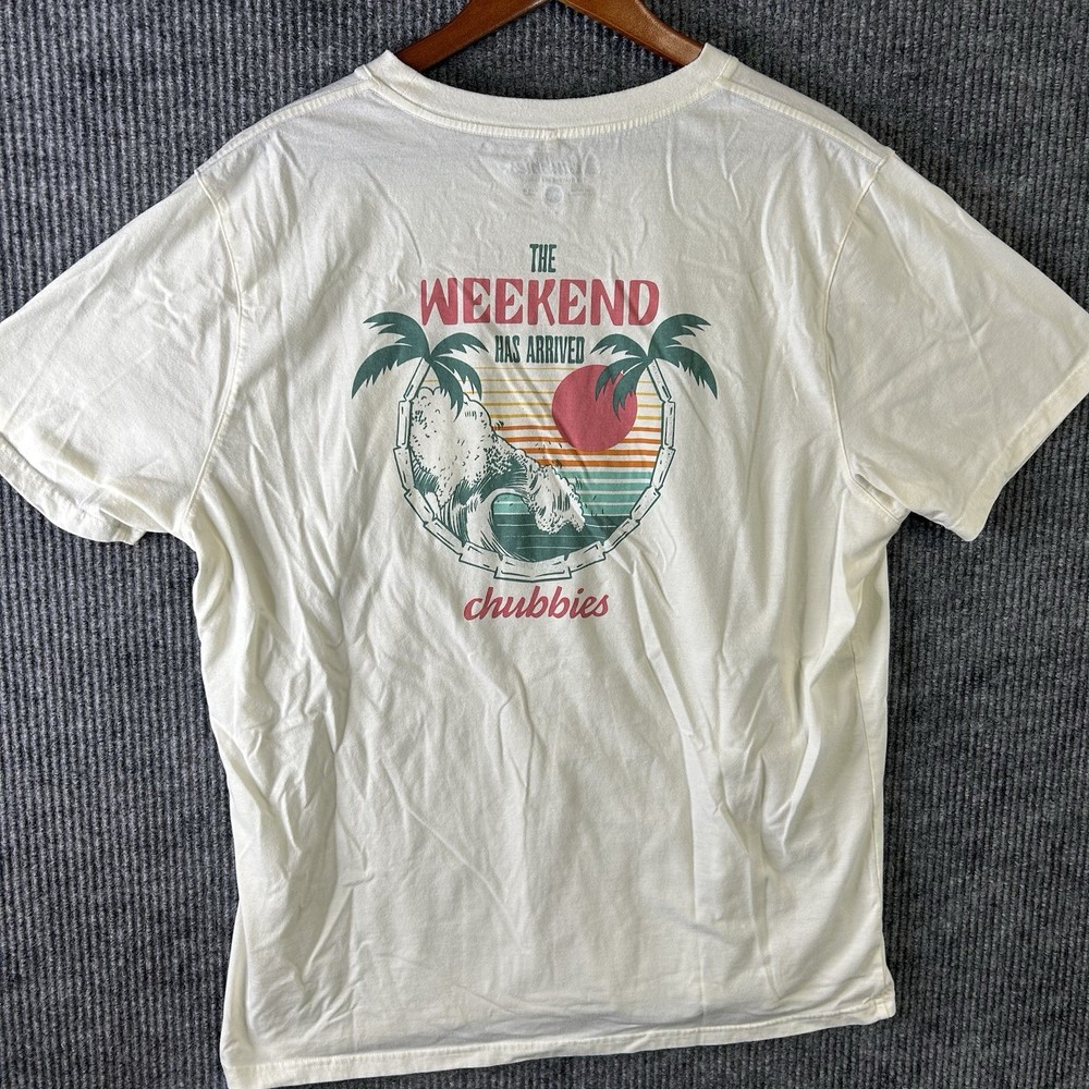 Chubbies T Shirt Men’s 2XL White Retro Surf Sunset NWOT