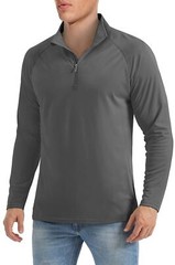 UPF50+ Mens 1/4 Zip UV Shirts Sun Protection Outdoor Fishing Performance T-Shirt