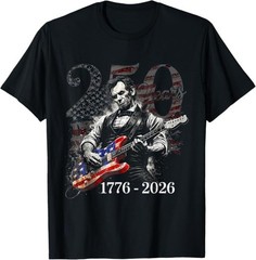 Abraham Lincoln Playing Guitar 4th July 250th Anniversary T-Shirt