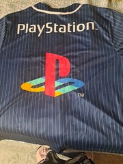 PlayStation Katakana Kanji Baseball Jersey NWT Official License Pinstripe 2 XL