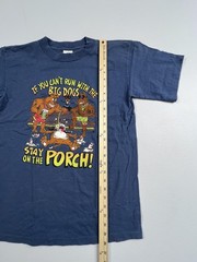 Vintage Stedman Shirt Mens Medium Blue Big Dogs Porch Graphic Tee Funny USA