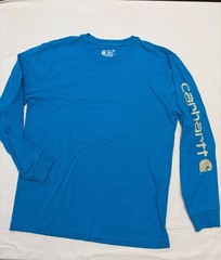 Carhartt Mens M Loose Fit Long Sleeve T-Shirt Blue Sleeve Logo K231 Workwear