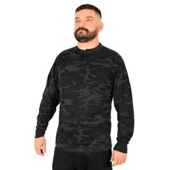 Rothco Midnight Black Camo Long Sleeve Henley T-Shirt 21040 – XL