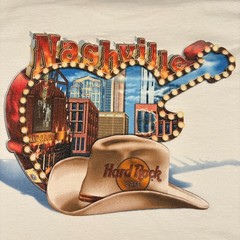 Vintage 90s Hard Rock Cafe Nashville T-Shirt Mens XL White Guitar Graphic Casual