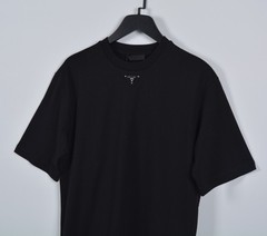 Men’s Prada Black Cotton T-Shirt M | Minimal Metal Detail
