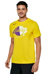 NIKE Los Angeles Lakers Split Logo T-Shirt sz S Small Yellow Basketball NBA