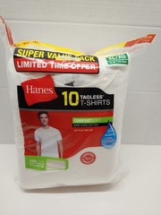 Hanes Super Value Pack 10 Tag less Comfort Soft T Shirts White XL