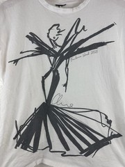 White graphic T-shirt featuring an abstract, hand-drawn fashion