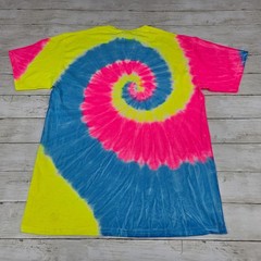 Port & Company T-Shirt Mens Large Multi-Color Tie-Dye Spiral Neon Retro Tee