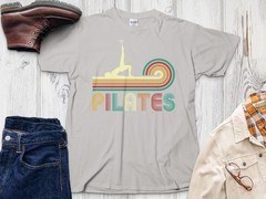 Pilates Vintage Retro T-Shirt, Funny Workout Fitness Yoga Tee Gift, Gym Shirt