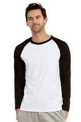 Top Pro Men’s Cotton Full Raglan Sleeve Baseball Tee Shirt (S, Black/White)