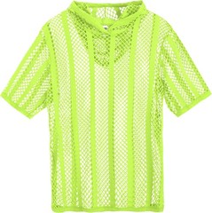 Zonbailon Men’s Sexy See Through Fishnet Hoodies Short Sleeve T-Shirt Sheer