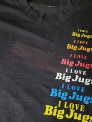 Vintage I Love Big Jugs T Shirt Size Small Adult Humor Funny Black (Fading)