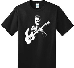 Vintage Guitar Player Silhouette Rock Music Unisex Black T-Shirt – T807