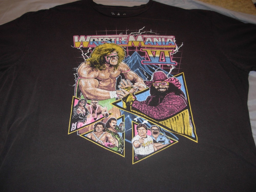 WWE WrestleMania VI T-Shirt 2XL Ultimate Warrior Randy Savage Graphic Tee