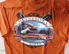 Minnesota T-shirt Up North Moose Canoe 36″ Chest NOS USA Screen Print USA Fabric