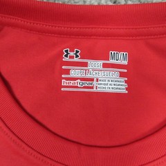 Under Armour Shirt Mens Medium Red Heat Gear Activewear Performance Gym Stretch