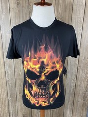 Way To Celebrate Mens Black Fire Skull T Shirt Size Small 34 36
