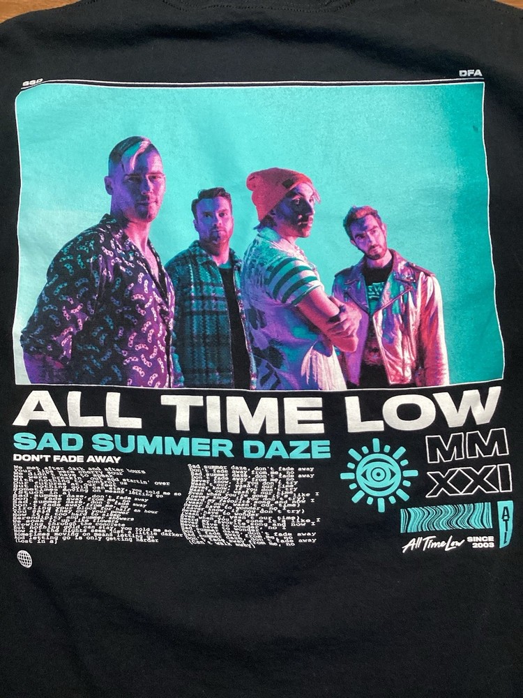 All Time Low Sad Summer Daze Tour Shirt Size M Long Sleeve Black 2 Sided