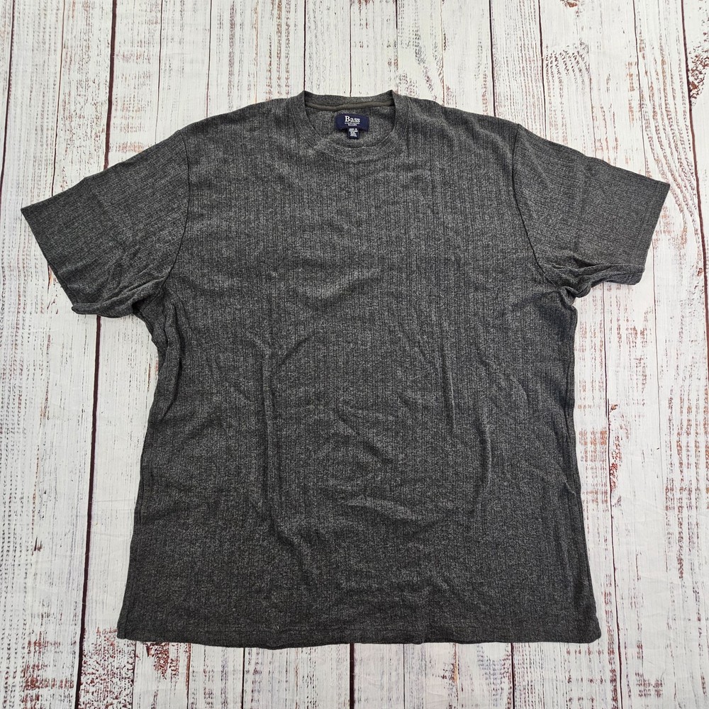 G.H Bass & Co Charcoal Ribbed Knit Short Sleeve Cotton Tee Men’s XXL