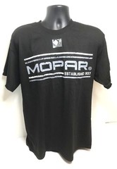 Black T-Shirt w/ White Mopar Established 1937 Emblem / Logo (Licensed)