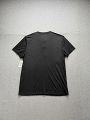 Alfani Men T Shirt L Black Henley Neck Short Sleeve Stretch Pullover Casual Tee
