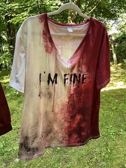 Unisex “I’m Fine” Horror Blood Themed V-Neck shirt Size 5X NNW