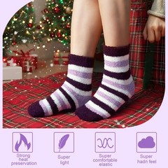 10 Pairs Fuzzy Socks with Grips Soft Non Slip Hospital Fluffy Slipper for Women