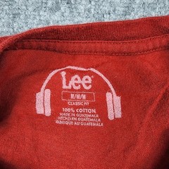 Lee Jeans Mens Graphic T-Shirt Medium Red Cowboy Skeleton Guitar Flame 1889 M