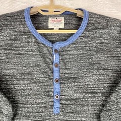 Lucky Brand Henley Shirt Mens L Charcoal Gray Marled Space Dye Long Sleeve