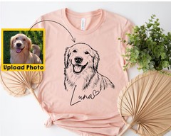 Custom Dog Portrait Photo Comfort Tee Personalized Pet Memorial Gift