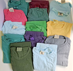 14 Mens S, T Shirts Tees – Various Colors – Ring Spun, Garment Dyed, w/ Flaws