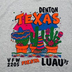 Vintage 1995 Denton Texas VFW Fiesta Luau Cactus Party Graphic T-Shirt USA Large
