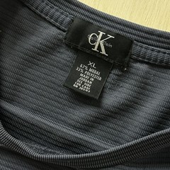 Calvin Klein Shirt Mens XL Blue Textured Striped Modal Blend Casual Tee T-Shirt