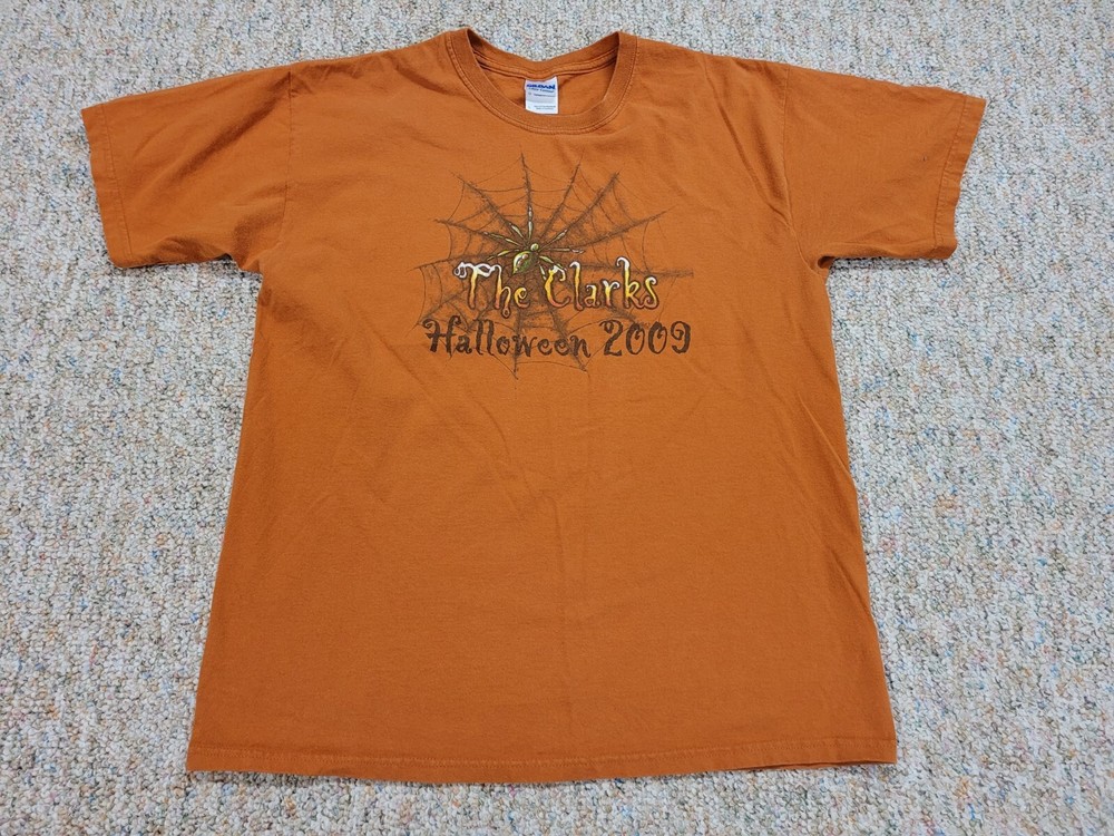 The Clarks Shirt Mens Large Orange Halloween Pittsburgh Rock Band Tour Music