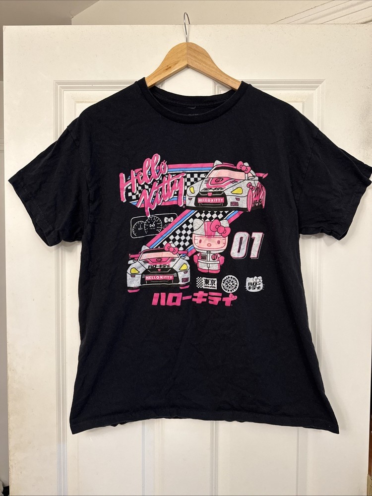 Hello Kitty Racer Tokyo Speed T-Shirt Large Black Sanrio Race Car