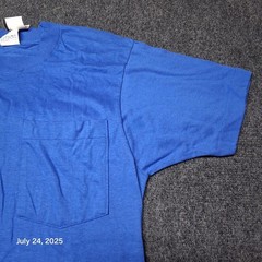 Vintage Walmart Single Stitch Plain Blank Pocket T Shirt Blue Size Small