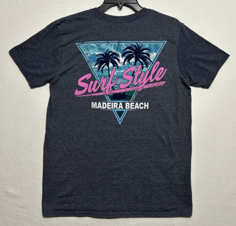 Surf Style Madeira Beach Short Sleeve Blue Souvenir 80s Graphic T-Shirt Men’s M