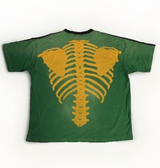 KAPITAL Kountry Bone Skeleton Ribcage Graphic Tee Reversible T-Shirt Green Blk